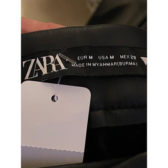 Zara faux leather black Med bootcut /flare pants NEW High waist - Picture 6 of 7